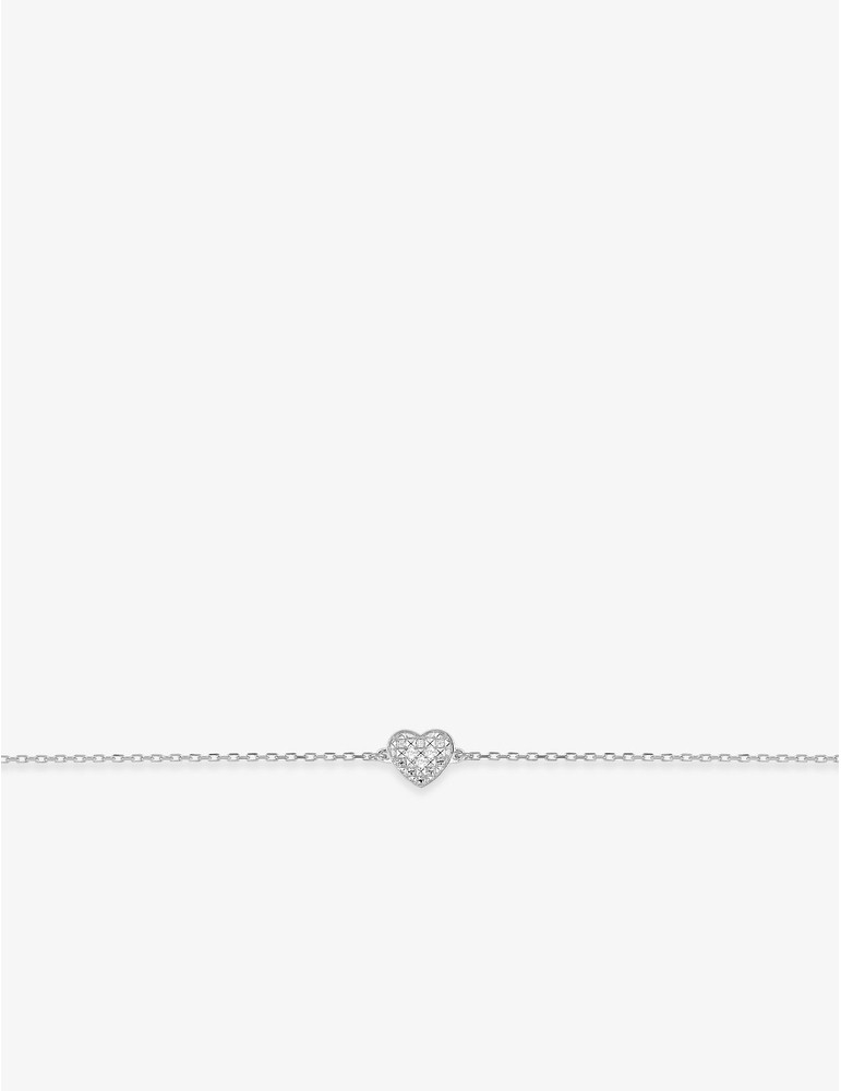 Bracelet cœur or blanc 375‰ et diamant 0,012 ct